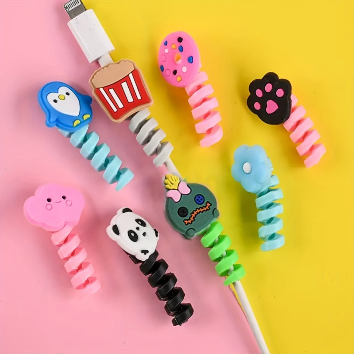 10pcs Cute Cartoon Phone Data Cable Protectors • Cable Winders • Extend The Lifespan of Data Cables • Adorable Cartoon Cases Suitable for Various Data Cables