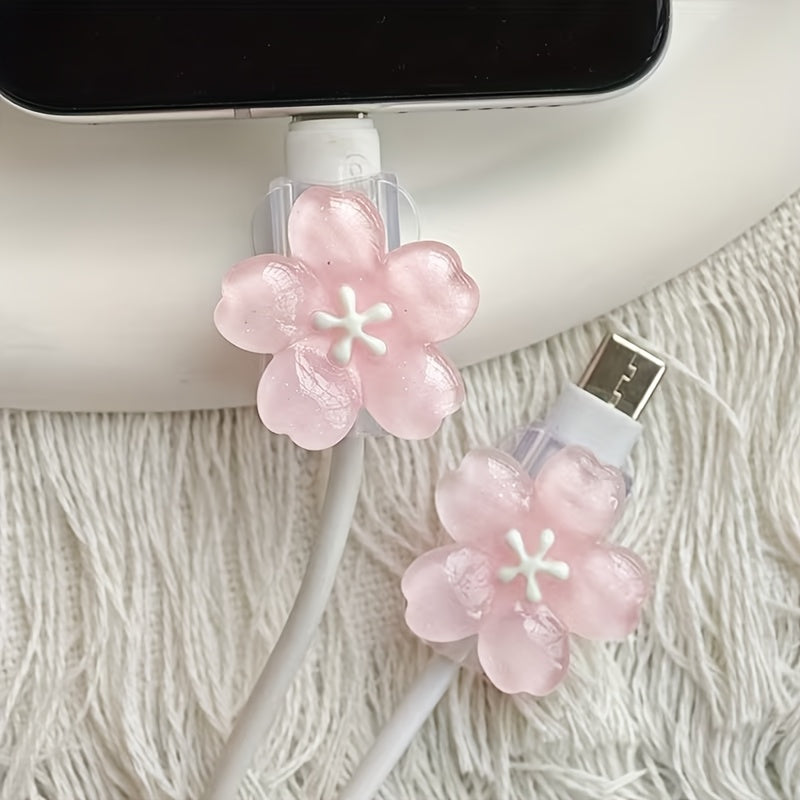 2pcs Sakura Phone Charging Cable Protector, Data Cable Protection Set (Excluding Battery), Perfect Gift for Birthdays, Weddings, Valentine'S Day, Back to School Season, Father'S Day And Halloween – Cute Little Gift for Loved Ones