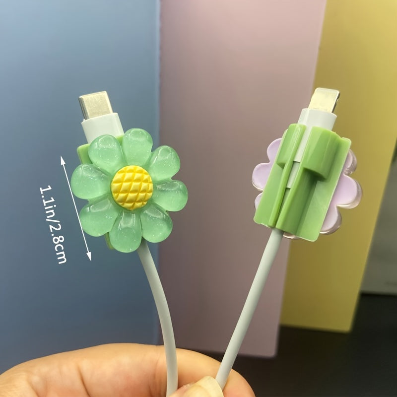 4pcs of Cable Protector for Phone Charger, Cute Pattern Phone Cable Protector, Charging Cord Protector, USB Charger Saver