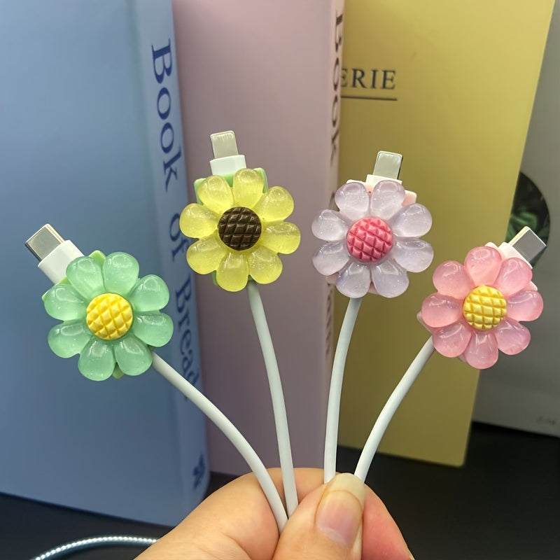 4pcs of Cable Protector for Phone Charger, Cute Pattern Phone Cable Protector, Charging Cord Protector, USB Charger Saver