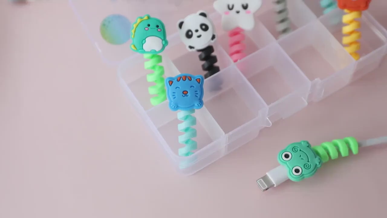 10pcs Cute Cartoon Phone Data Cable Protectors • Cable Winders • Extend The Lifespan of Data Cables • Adorable Cartoon Cases Suitable for Various Data Cables